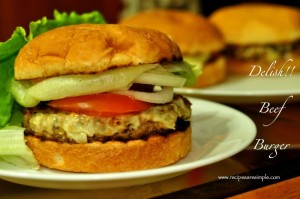 beef burger 300x199 Beef Burger with Mushrooms Recipe   Delicious