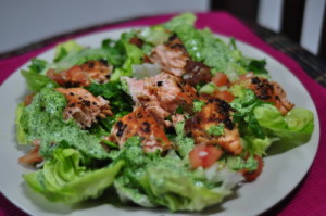 Salmon Salad with Watercress Dressing