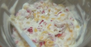 fruit mixed with cream