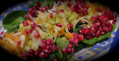 Healthy Mixed Salad -‘Cucumber Orange’ Tossed Salad with ‘Baby Spinach’ and ‘Pomegranate’