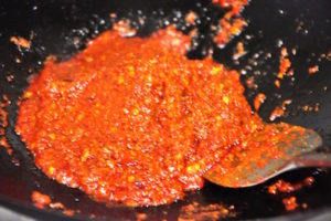 Singapore Chilli Crab - till paste is deep red.