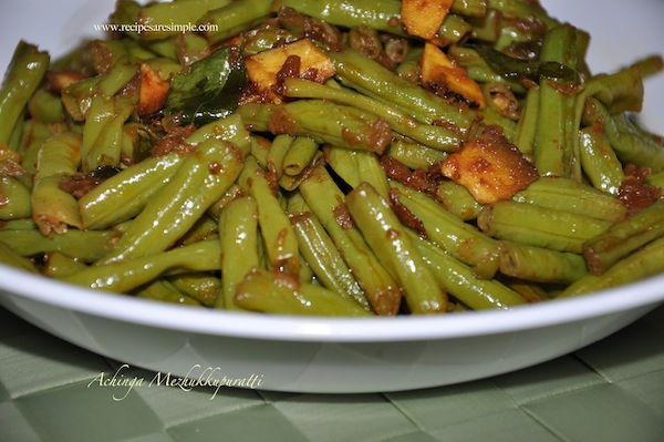 Stir Fried Long Beans - Achinga Payar Mezhukkupuratti
