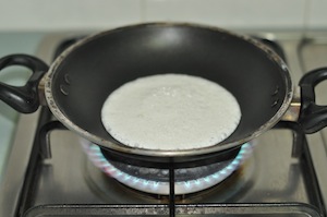 pour batter - Appam with Ground Rice (Traditional Method) 