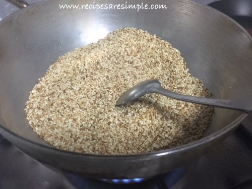 How to Make Tahini - roasting sesame seeds