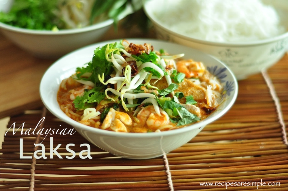 Malaysian Laksa Recipe – Curried Noodle Soup with Prawns and Fresh Herbs