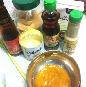 Thai chicken satay ingredients