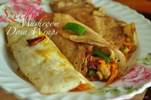 Szechuan Mushroom Dosa Wraps - Indo Chinese Fusion