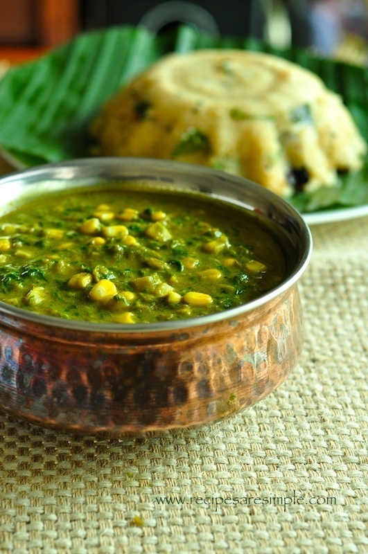 Makai Palak - Curried Corn with Spinach - Recipes 'R' Simple