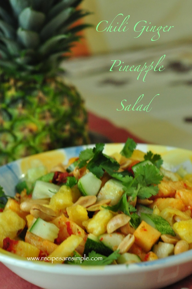 Chili Ginger Pineapple Salad with Cucumber and Peanuts