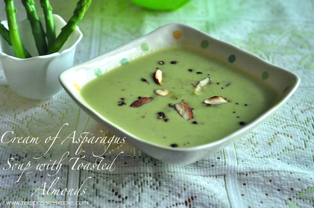 Cream of Asparagus Soup with Toasted Almond Garnish - Recipesaresimple