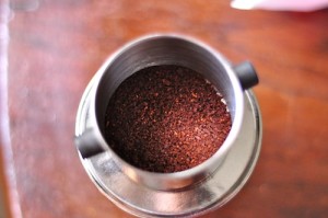 Vietnamese Coffee Recipe- put coffee in