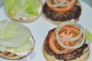 home made beef burger - lettuce