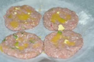 home made beef burger - melted butter