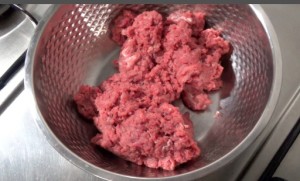 home made beef burger -mince meat in bowl