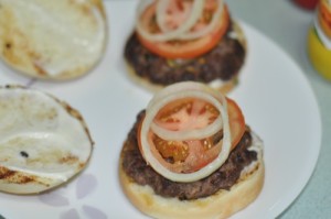 home made beef burger - onion