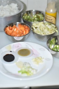 ingredients for vegetable fried rice