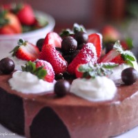 moist DARK chocolate cake with quick decoration