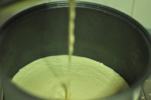 soy milk recipe - pour into non stick pot