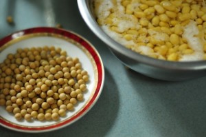 soy milk recipe - soaked soy beans