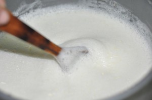 soy milk recipe -  stirring