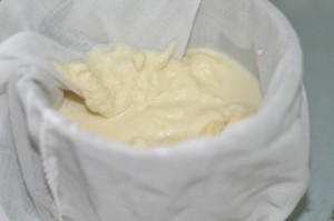 soy milk recipe - strain through cloth