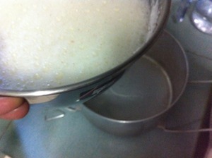 Mutta mala and pinjanathappam - add egg white batter to greased steam tin