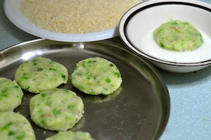 aloo tikki burger - dip lightly or brush with cornflour solution