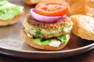 aloo tikki burger - press down with top bun