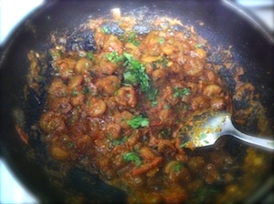 kadai prawns - add finely chopped corriander