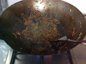 cook till dry beef for beef fried rice