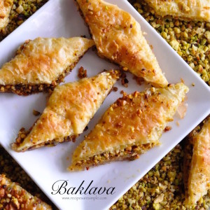 baklava with pistachio and cashew nuts