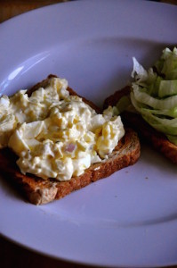 egg salad sandwich with lettuce