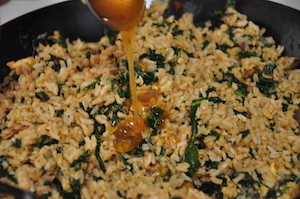 kale fried rice add sauces