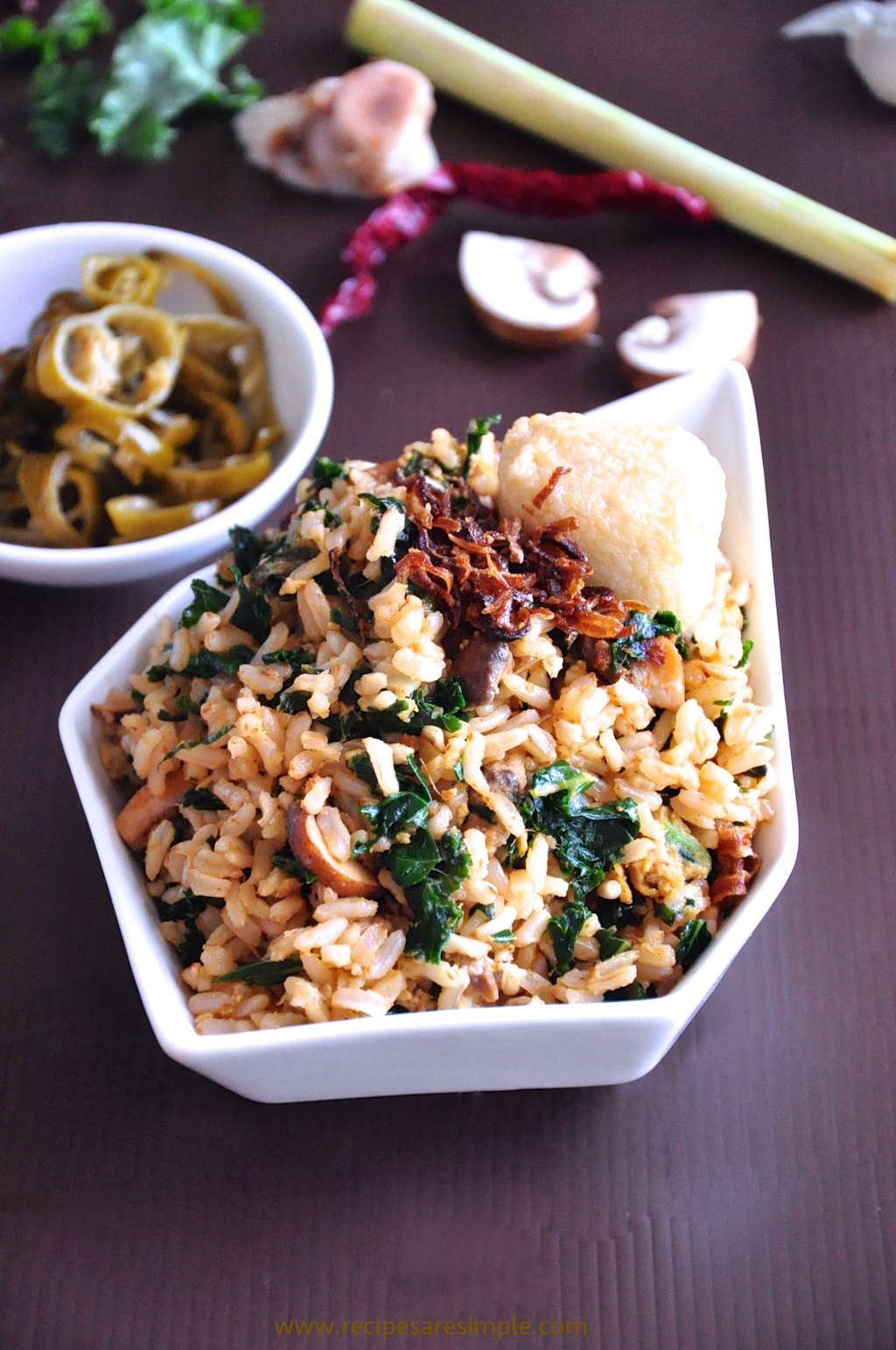 kale fried rice brown rice recipe