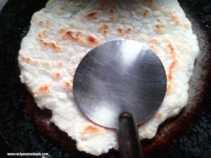 rice flour roti flip and roast other side