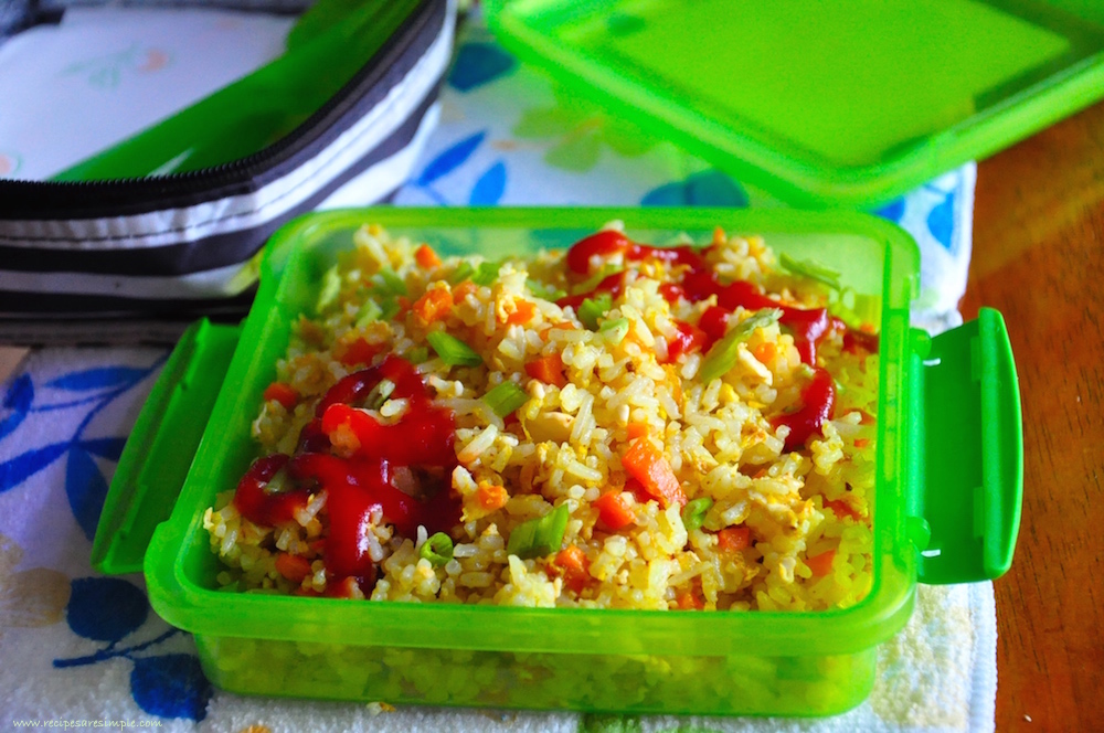 kids lunch box recipe - esy carot and turmeric fried rice