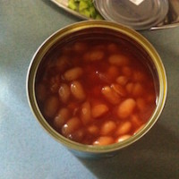 chicken cutlet spaghetti - baked beans