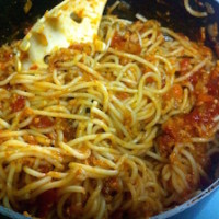 chicken cutlet spaghetti - stir in the spaghetti