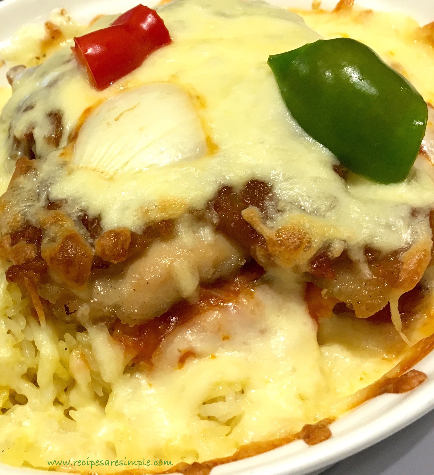 Chicken Chops Baked Rice with Cheese