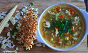 Vegetable Manchow Soup with Chicken 