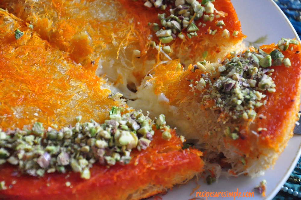 Kunafa | Middle Eastern Cheese filled Dessert Pastry