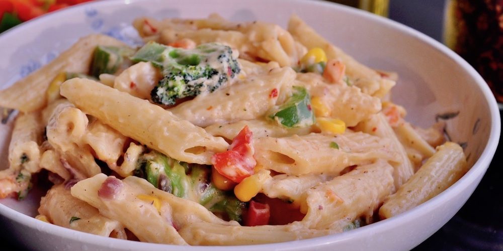 White Sauce Pasta |  Creamy Penne Pasta with Vegetables