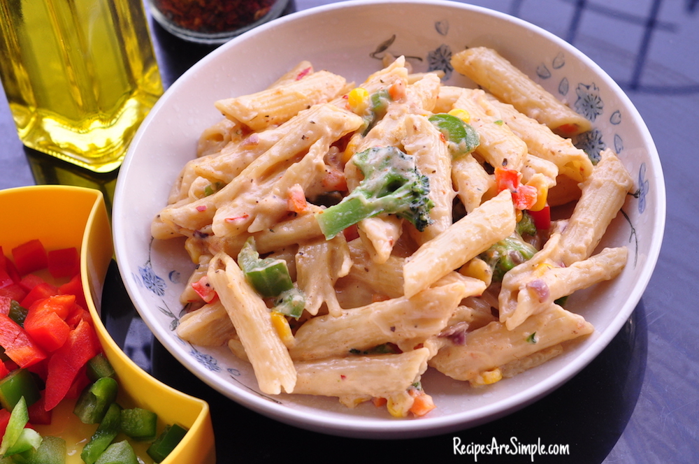 White Sauce Pasta | Creamy Penne Pasta with Vegetables