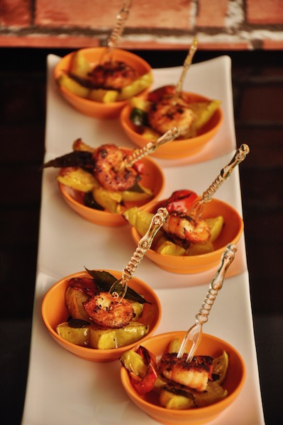 prawn appetiser with starfruit - amuse-bouche