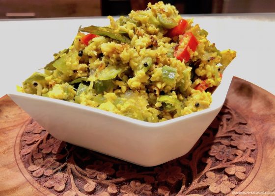 Peechinga Mutta Thoran | Ridge Gourd, Stir fried with Egg and Coconut