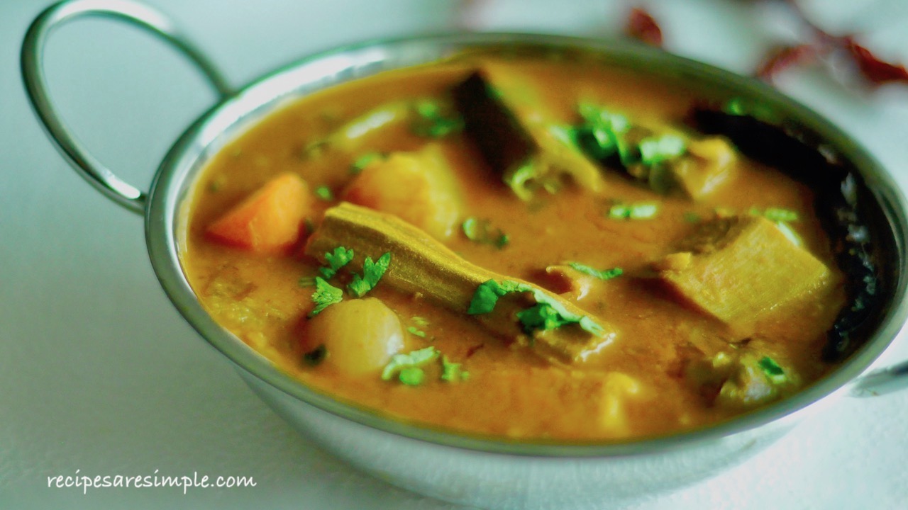 varutharacha sambar recipe Varutharacha Sambar   South Indian Vegetable and Lentil Potage