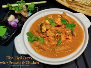 thai red curry with prawns and chicken