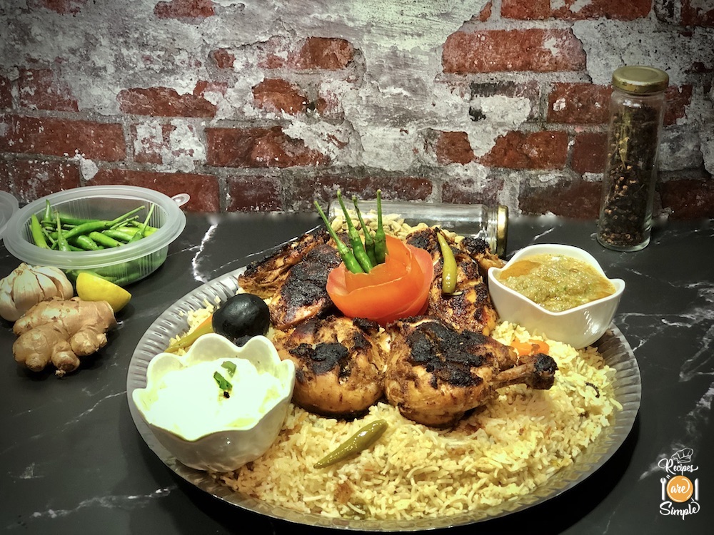 Chicken Al Faham Mandi | Alfaham Grilled Chicken Served on Aromatic ...