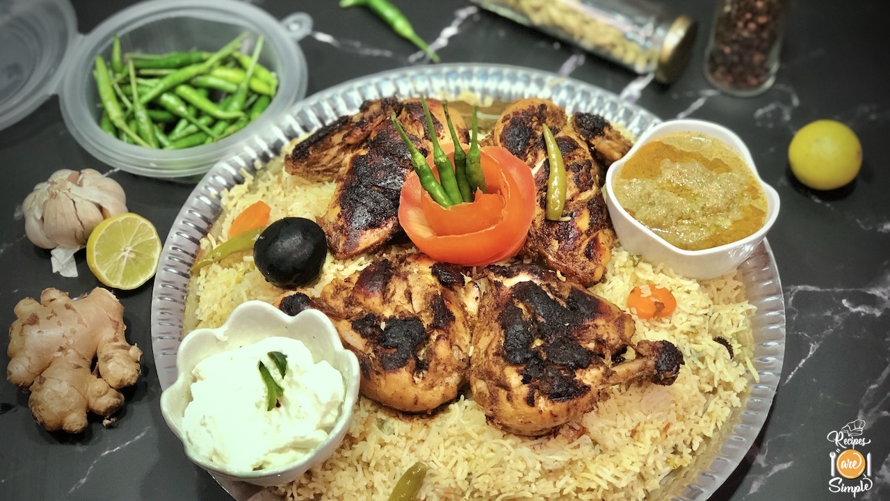 Chicken Al Faham Mandi | Alfaham Grilled Chicken Served on Aromatic ...