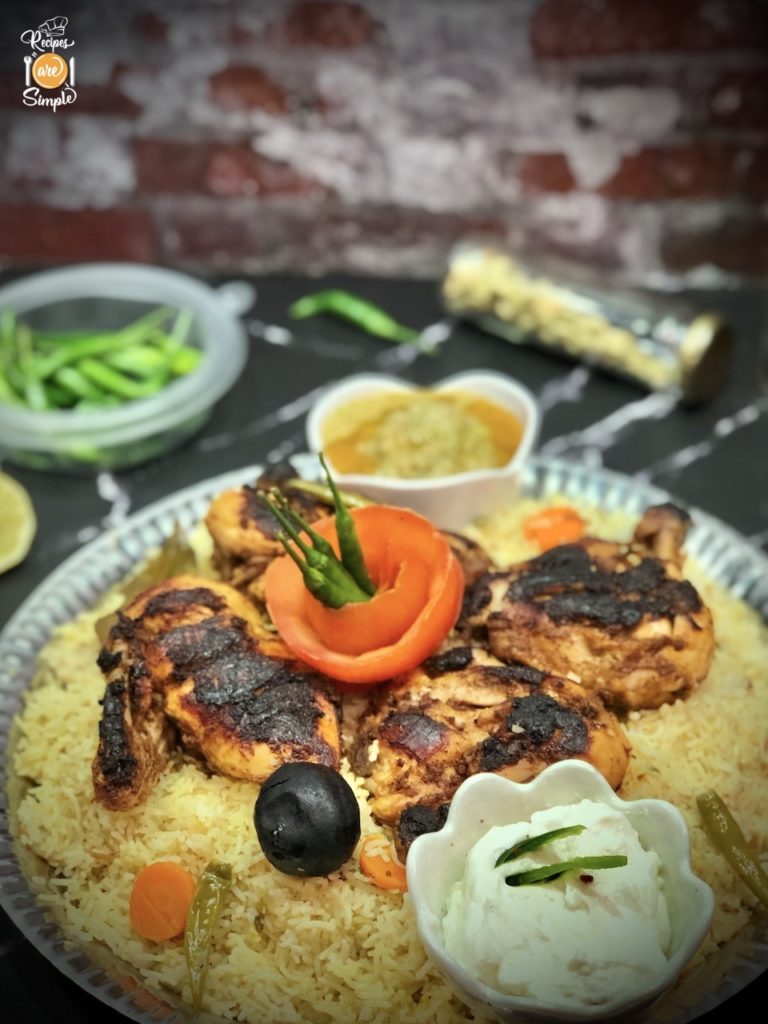 Chicken Al Faham Mandi | Alfaham Grilled Chicken Served on Aromatic ...